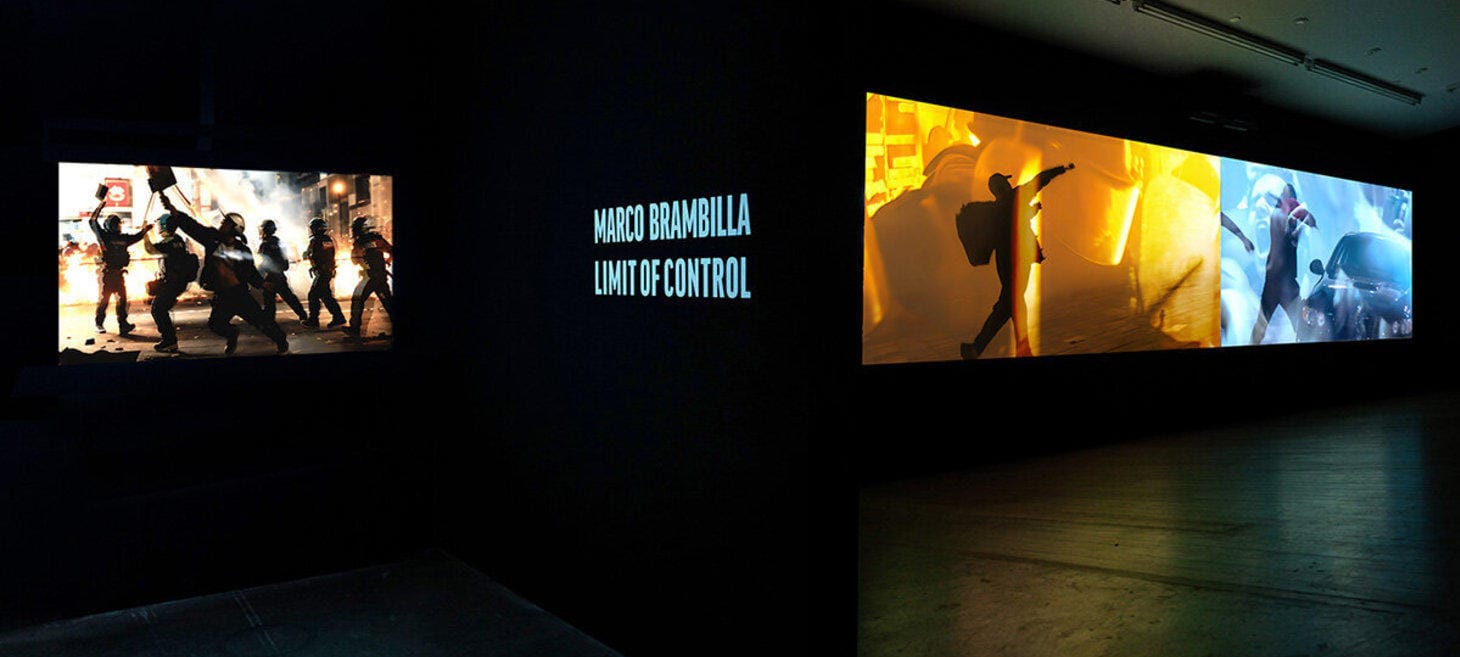Hollywood Protest Meets AI News in Marco Brambilla’s US Media Critique Video Installation