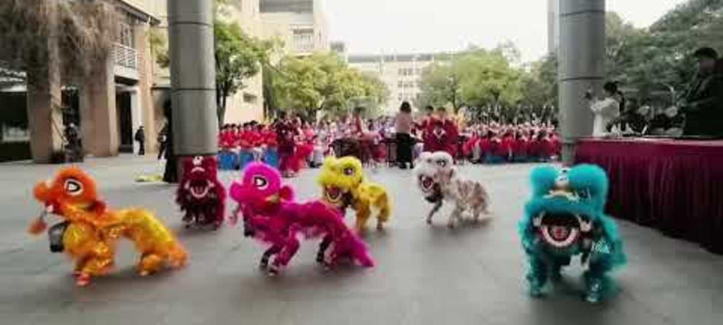 Robot Dogs Dressed Up as Lion Dance “performers,” Moving in Sync and Taking the Spotlight