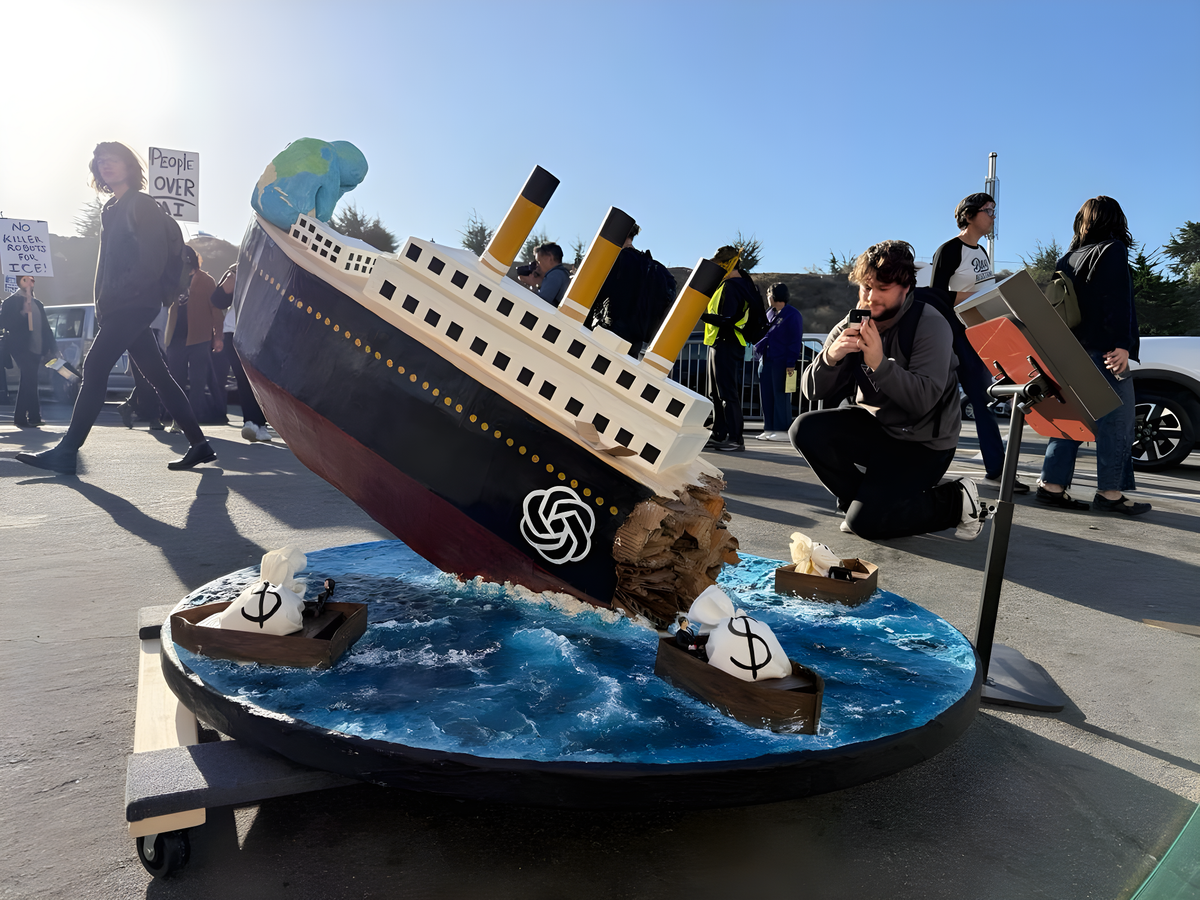 A Papier-Mache Titanic Shows Up to OpenAI's Party